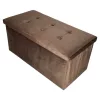 Folding pouffe with storage compartment quilted velour brown