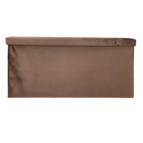 Folding pouffe with storage compartment quilted velour brown