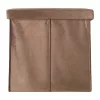 Folding pouffe with storage compartment quilted velour brown