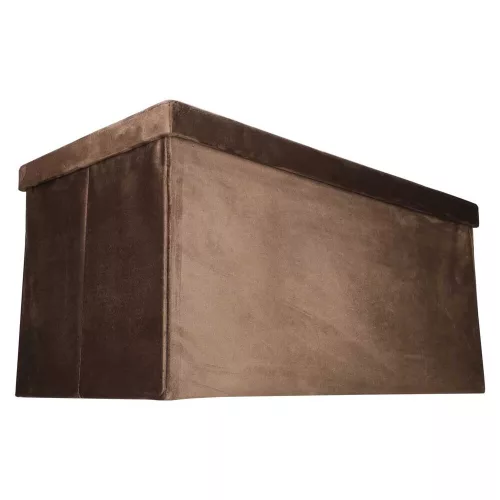 Folding pouffe with storage compartment quilted velour brown