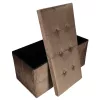 Folding pouffe with storage compartment quilted velour brown