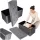 Folding pouffe with storage compartment quilted velour grey