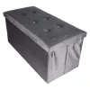 Folding pouffe with storage compartment quilted velour grey