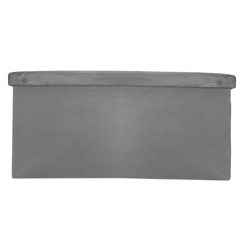 Folding pouffe with storage compartment quilted velour grey