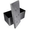 Folding pouffe with storage compartment quilted velour grey