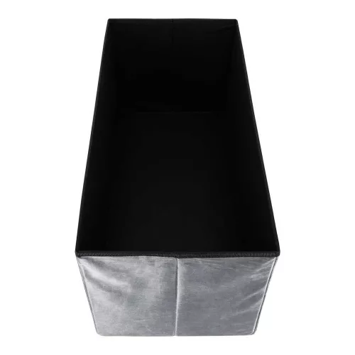 Folding pouffe with storage compartment quilted velour grey
