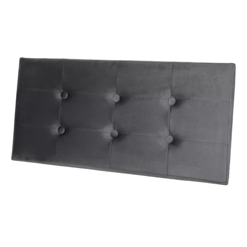 Folding pouffe with storage compartment quilted velour grey