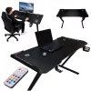 Biurko gamingowe LED podświetlenie RGB uchwyty komputerowe dla gracza 120x60cm