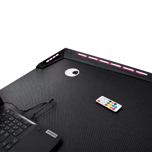 Biurko gamingowe LED podświetlenie RGB uchwyty komputerowe dla gracza 120x60cm