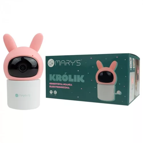 MARY'S Rotating Baby Monitor Camera Pink Rabbit WiFi TUYA