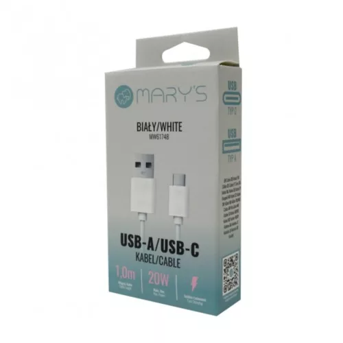 MARY'S USB-A to USB-C cable white 1m