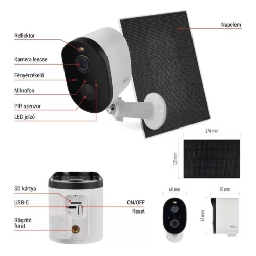 GoSmart Kültéri akkumulátoros kamera IP-1150 SNAP wifivel és napelemmel