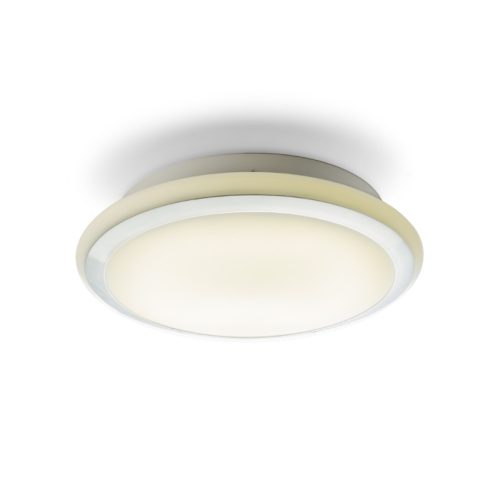 RENDL R10109 AREA Rounded Opal Glass Ceiling Light with Chrome Trim for 2D Compact Tube Light, IP44, 28 W, 230V