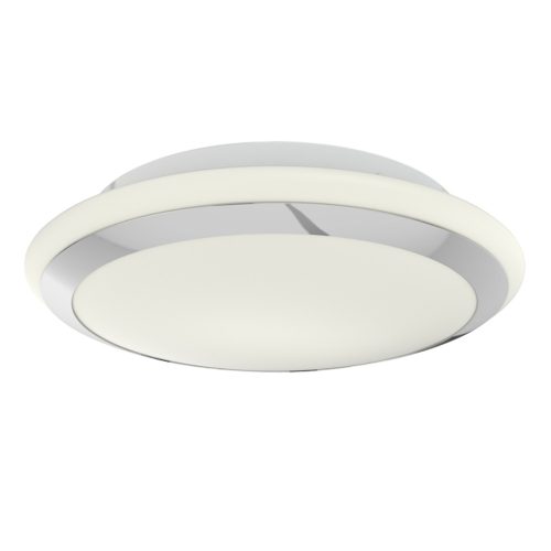RENDL R10109 AREA Rounded Opal Glass Ceiling Light with Chrome Trim for 2D Compact Tube Light, IP44, 28 W, 230V