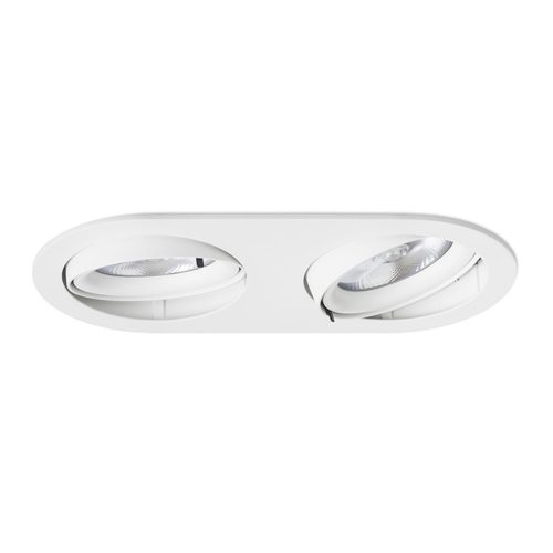RENDL R12696 ZIZI Oval Double Recessed Lamp for Ar111 Bulbs, White Aluminium Finish, 15 W, 230V