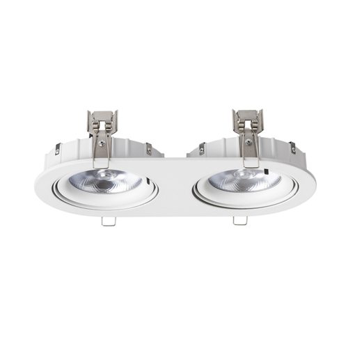 RENDL R12696 ZIZI Oval Double Recessed Lamp for Ar111 Bulbs, White Aluminium Finish, 15 W, 230V