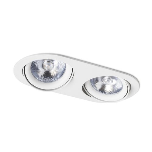 RENDL R12696 ZIZI Oval Double Recessed Lamp for Ar111 Bulbs, White Aluminium Finish, 15 W, 230V