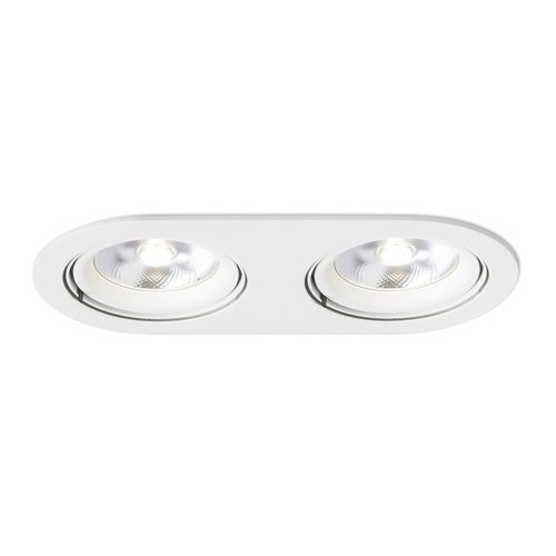 RENDL R12696 ZIZI Oval Double Recessed Lamp for Ar111 Bulbs, White Aluminium Finish, 15 W, 230V