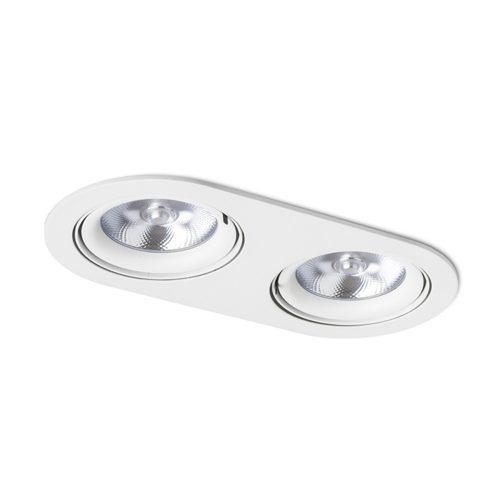 RENDL R12696 ZIZI Oval Double Recessed Lamp for Ar111 Bulbs, White Aluminium Finish, 15 W, 230V