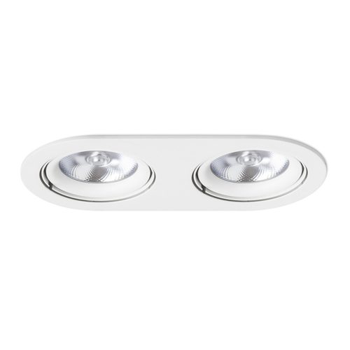 RENDL R12696 ZIZI Oval Double Recessed Lamp for Ar111 Bulbs, White Aluminium Finish, 15 W, 230V