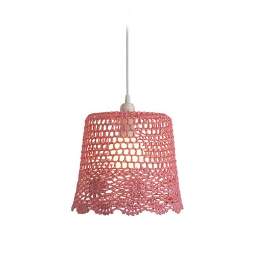 RENDL R13278 DAISY Square pendant lamp with crochet decoration, 15 W