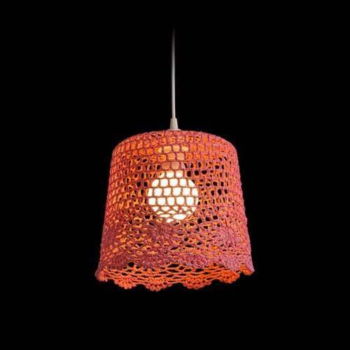 RENDL R13278 DAISY Square pendant lamp with crochet decoration, 15 W