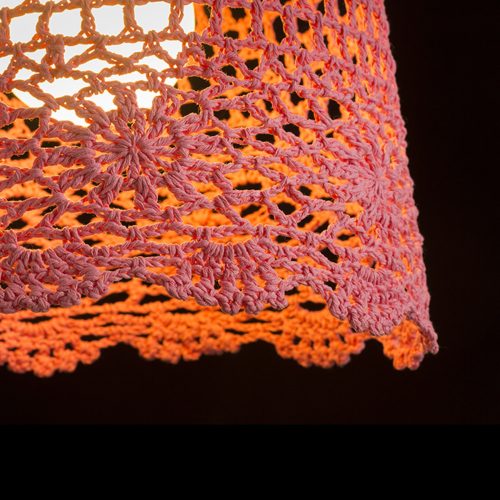 RENDL R13278 DAISY Square pendant lamp with crochet decoration, 15 W