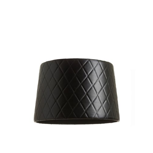 RENDL R13281 BEAT Massive Quilted Lampshade in Black Leather Effect Finish, 15 W
