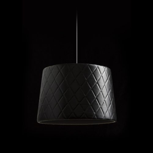 RENDL R13281 BEAT Massive Quilted Lampshade in Black Leather Effect Finish, 15 W