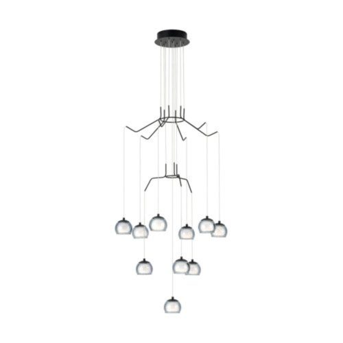 EGLO, 39512, ROVIGANA, pendant, 3000 K, LED, 10X3.3W, Dimmable, IP20, black-transparent, white
