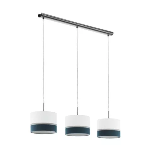 EGLO, 39555, SPALTINI, pendant, E27, 3X60W, IP20, white, silver, blue