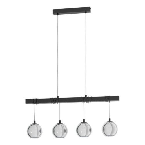 EGLO, 39761, ARGALLO, pendant, E27, 4X40W, IP20, black-transparent