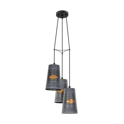 EGLO, 43108, HONEYBOURNE, pendant, E27, 3X60W, IP20, galvanized, antique gold
