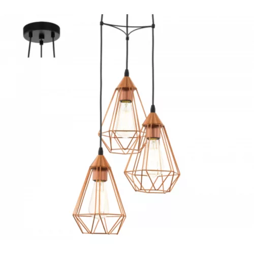 EGLO, 94196, TARBES, pendant, E27, 3X60W, IP20, copper color