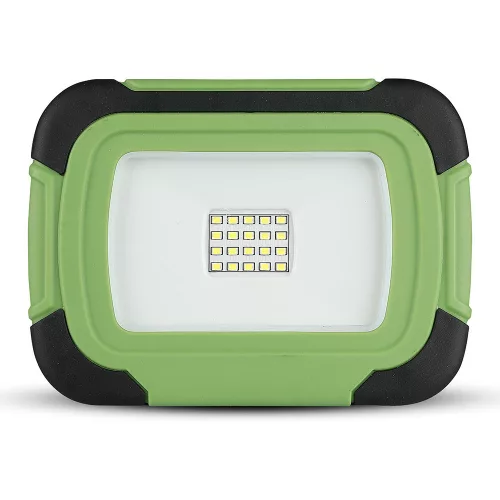 LED spotlight, 10 Watt, portable, battery-powered, USB, natural white, SAMSUNG chip, IP44, black-green