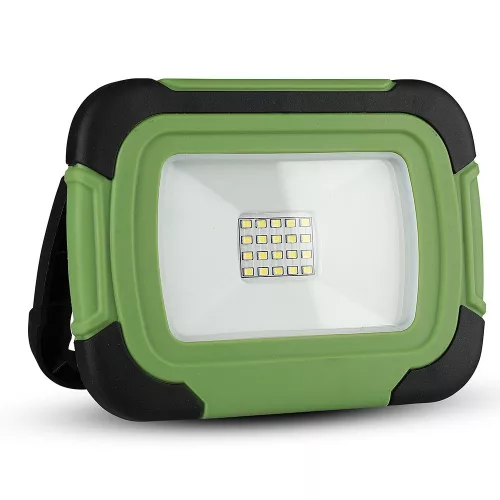 LED spotlight, 10 Watt, portable, battery-powered, USB, natural white, SAMSUNG chip, IP44, black-green