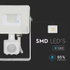VT-10-S 10W Smd Pir Sensor Floodlight Samsung Chip 6400K White Body