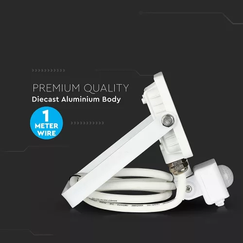 VT-10-S 10W Smd Pir Sensor Floodlight Samsung Chip 6400K White Body