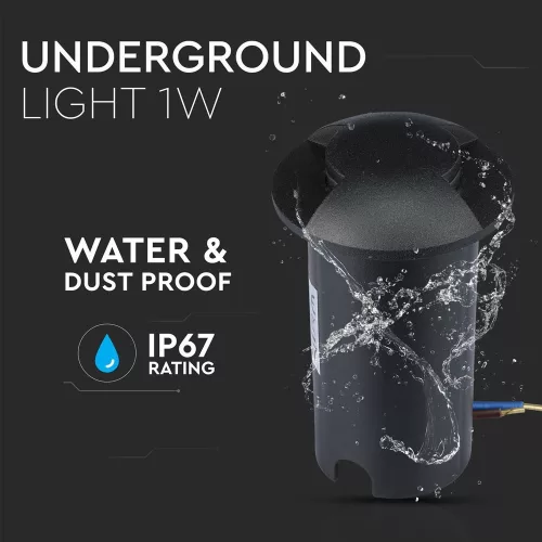 VT-1161 1W Led Underground Light(12V) 6500K-Black, Ip67