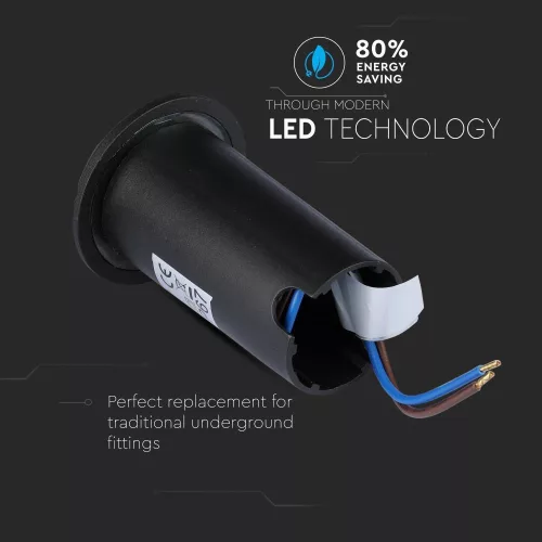 VT-1161 1W Led Underground Light(12V) 6500K-Black, Ip67
