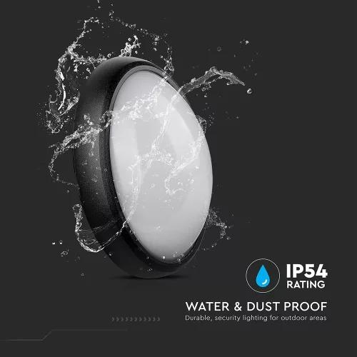 VT-8010 12W Full Oval Ip54 Dome Lights 3000K Black Body