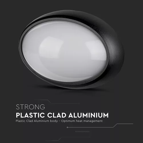 VT-8010 12W Full Oval Ip54 Dome Lights 3000K Black Body
