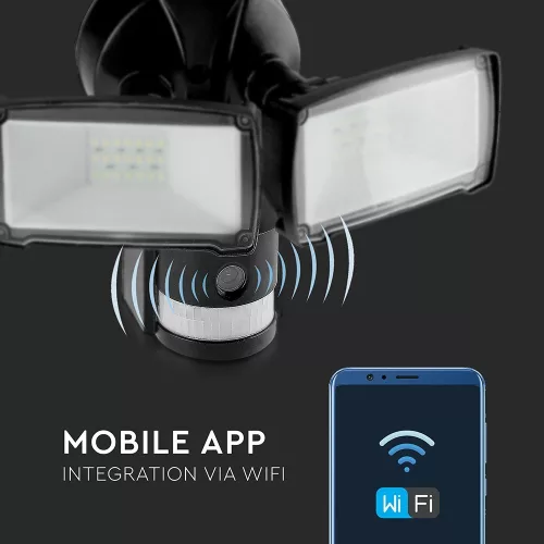 VT-4818 18W Led Floodlight With Wifi Sensor Camera 6000K Black Body