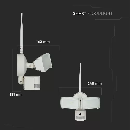 VT-4818 18W Led Floodlight With Wifi Sensor Camera 6000K