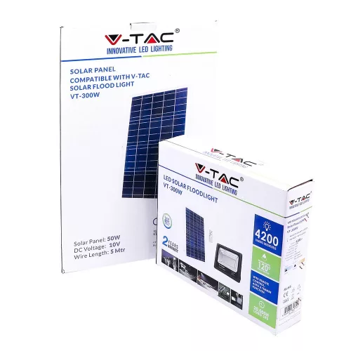 Led Solar Vrtn VT-300W 50W Solar Panel With Led Floodlight 4000K - foxinno.