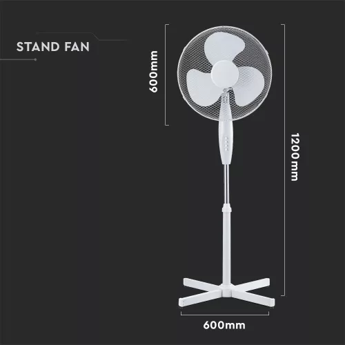 VT-4016-3 40W Stand Fan With 600Mm Cross Base-4 Buttons-3 Blades(16Inch)