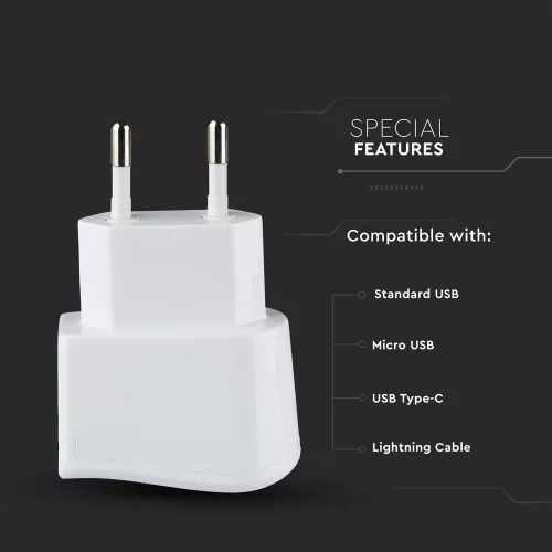 VT-1024 Usb Travel Adaptor With Double Blister Package-White