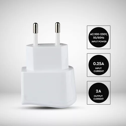 VT-1024 Usb Travel Adaptor With Double Blister Package-White