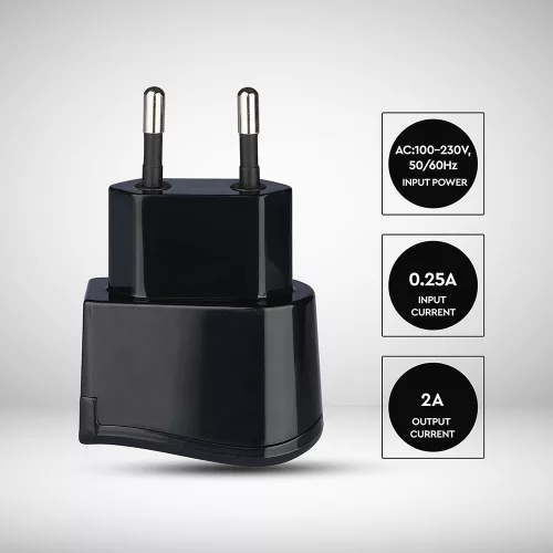 VT-1024 Usb Travel Adaptor With Double Blister Package-Black