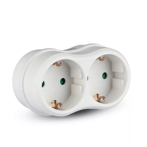 VT-1042 2 Outlet Adapter 16A With Earthing Contact 16A-White